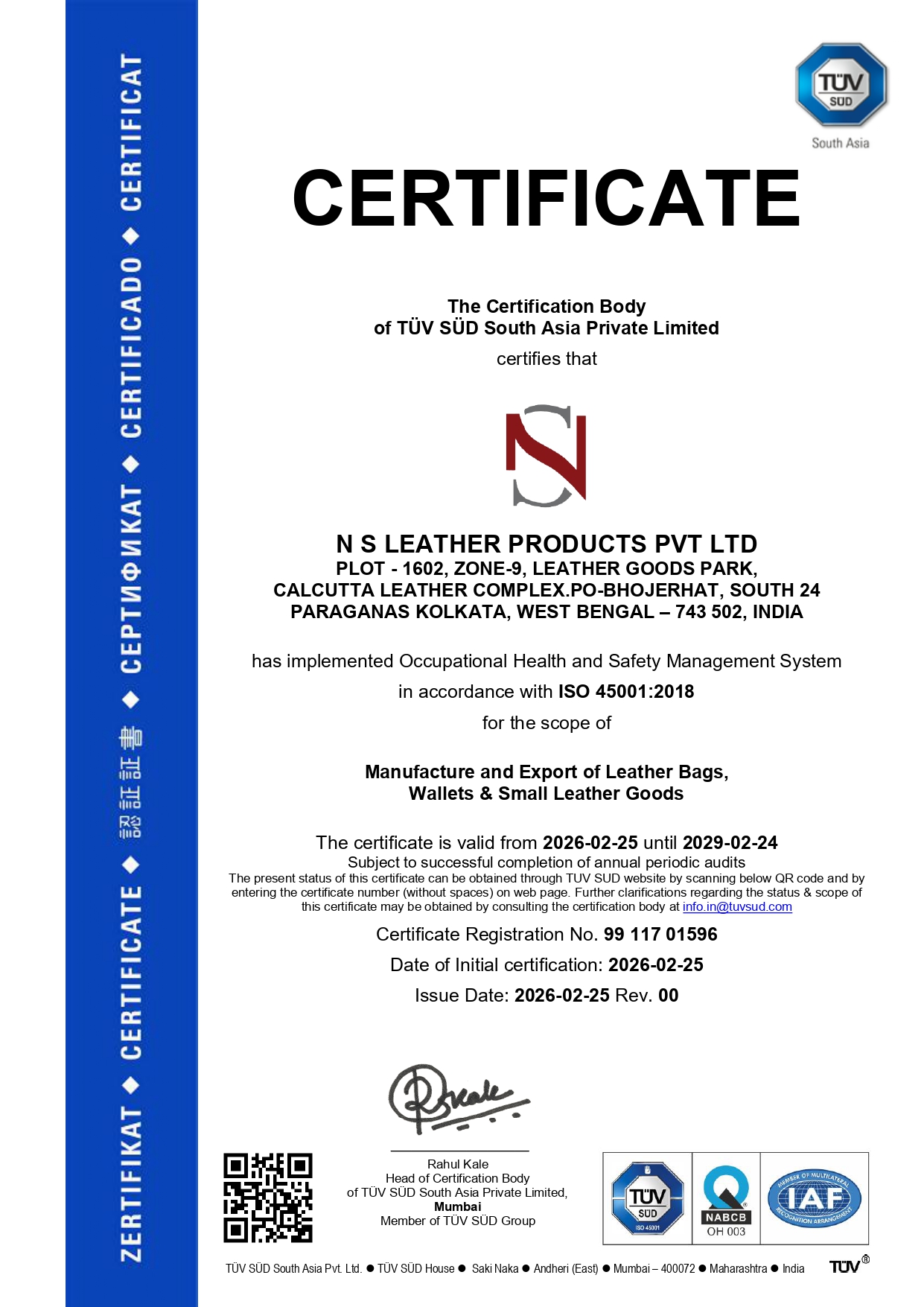 ISO 45001:2018 Certificate